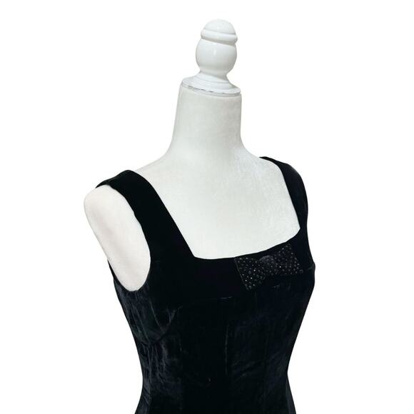 HVN Viv Pleated Chiffon and Velvet Maxi Dress 2 Black NWT - Picture 5 of 10